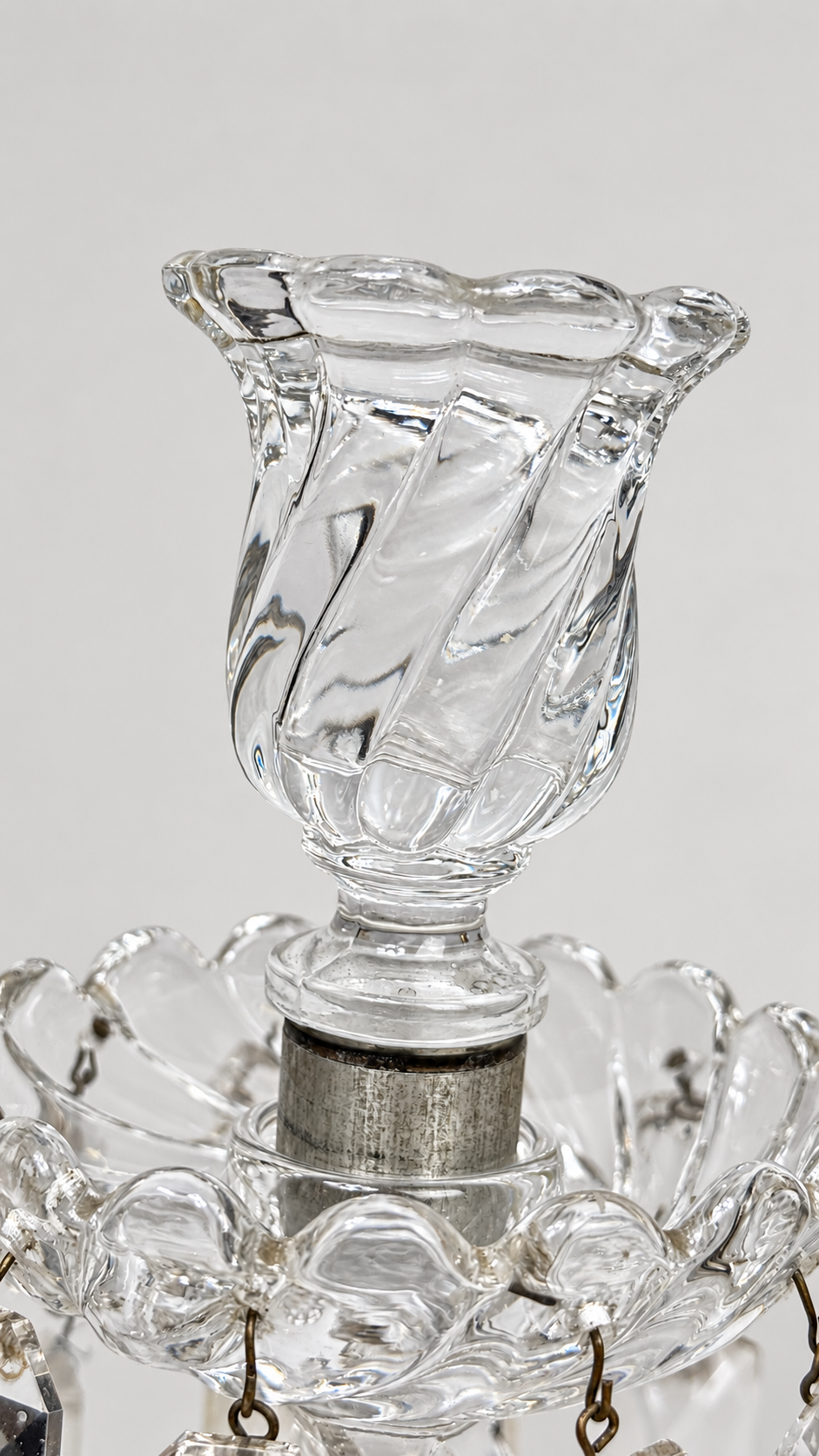 Baccarat, paire de girandoles à deux lumières, modèle Bambou Tors