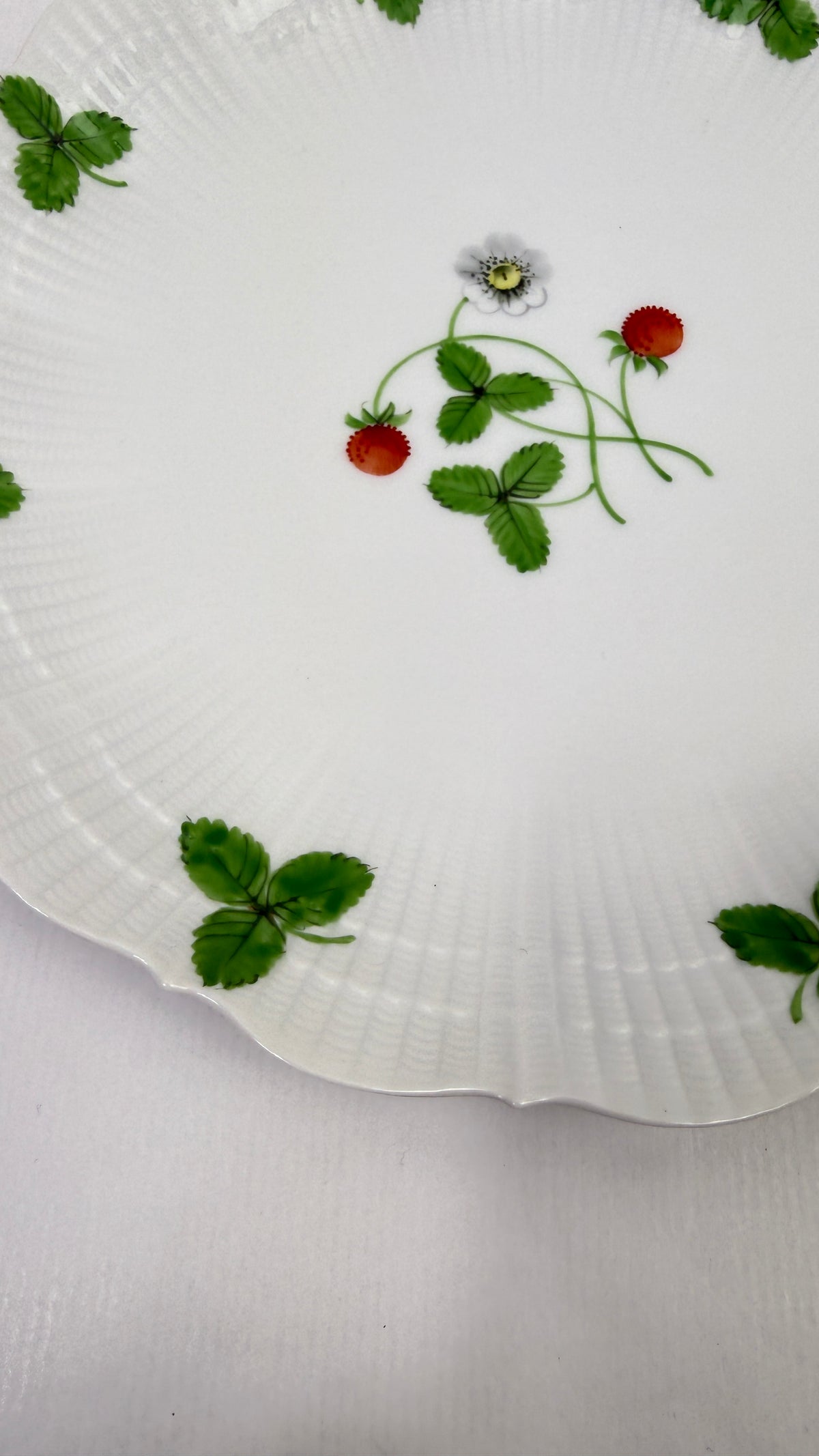 6 assiettes plates 25 cm porcelaine de Limoges Giraud, décor fraises des bois peint main Le Chambrelain