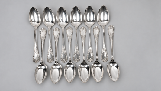Ensemble de 12 cuillères à soupe Christofle Marly en métal argenté