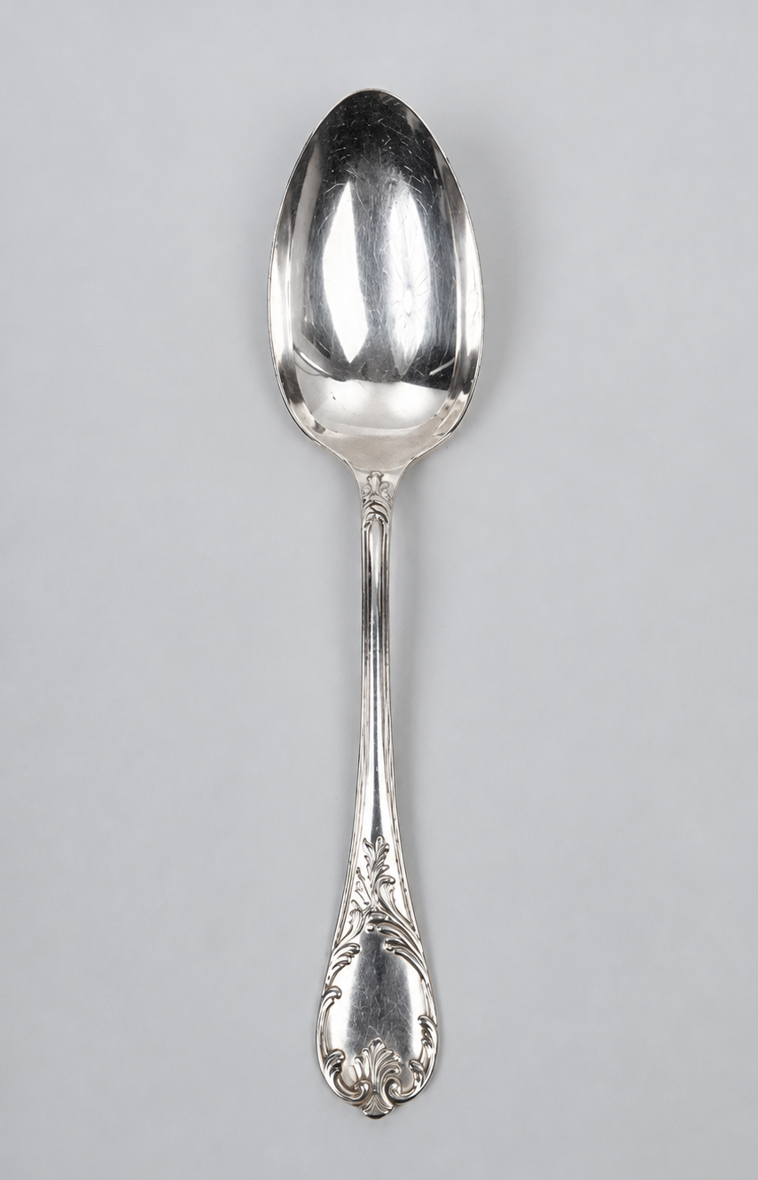Cuillère à soupe Christofle Marly en métal argenté, vue de face