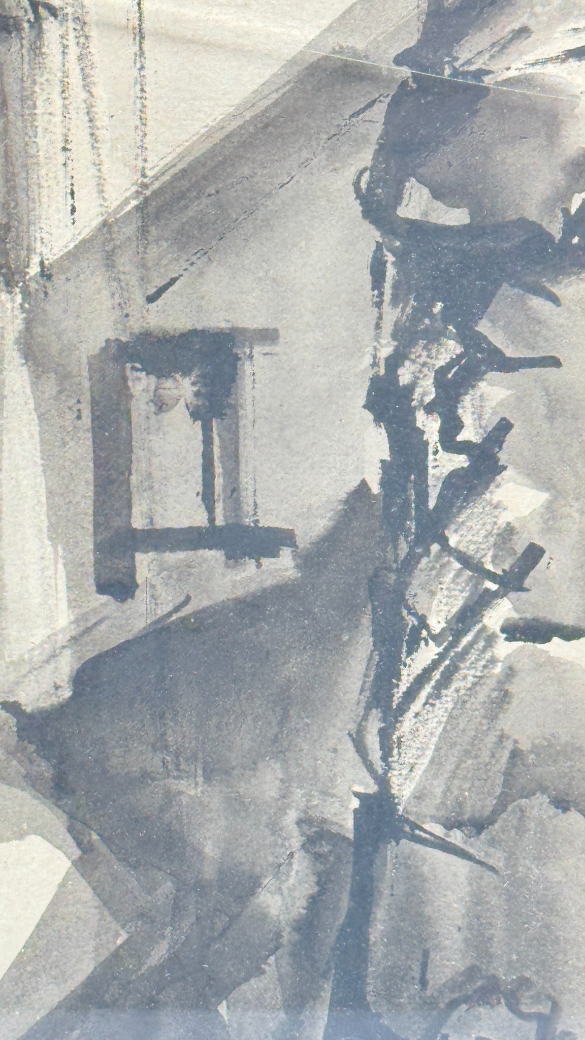 Vue de ruelle – détail de l'encre et du lavis
