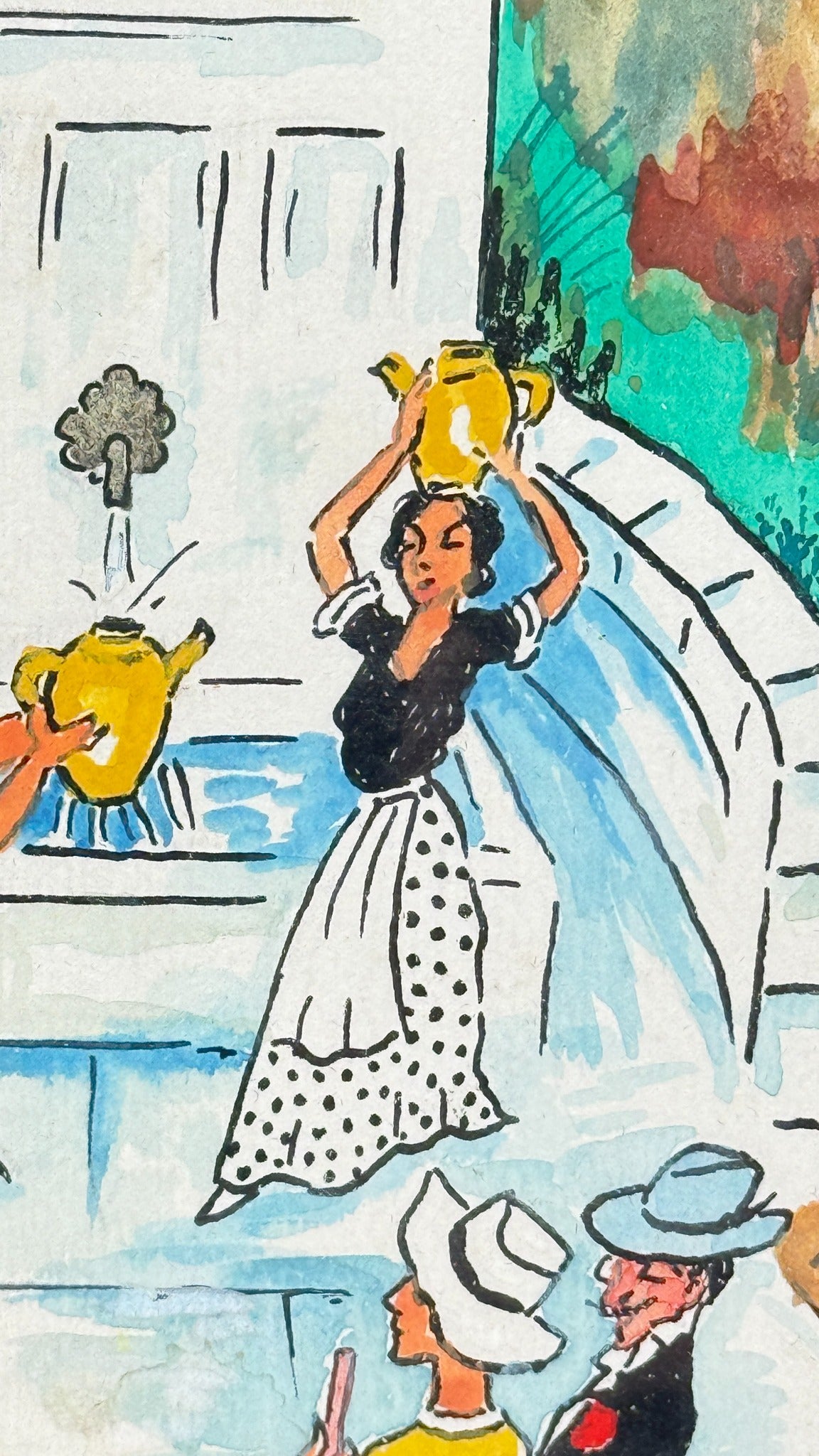Paul Mirat – Fontaine des Marnières, détail de la fontaine et du personnage