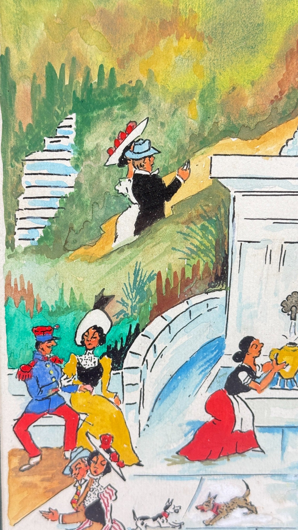 Paul Mirat – Fontaine des Marnières, détail des promeneurs