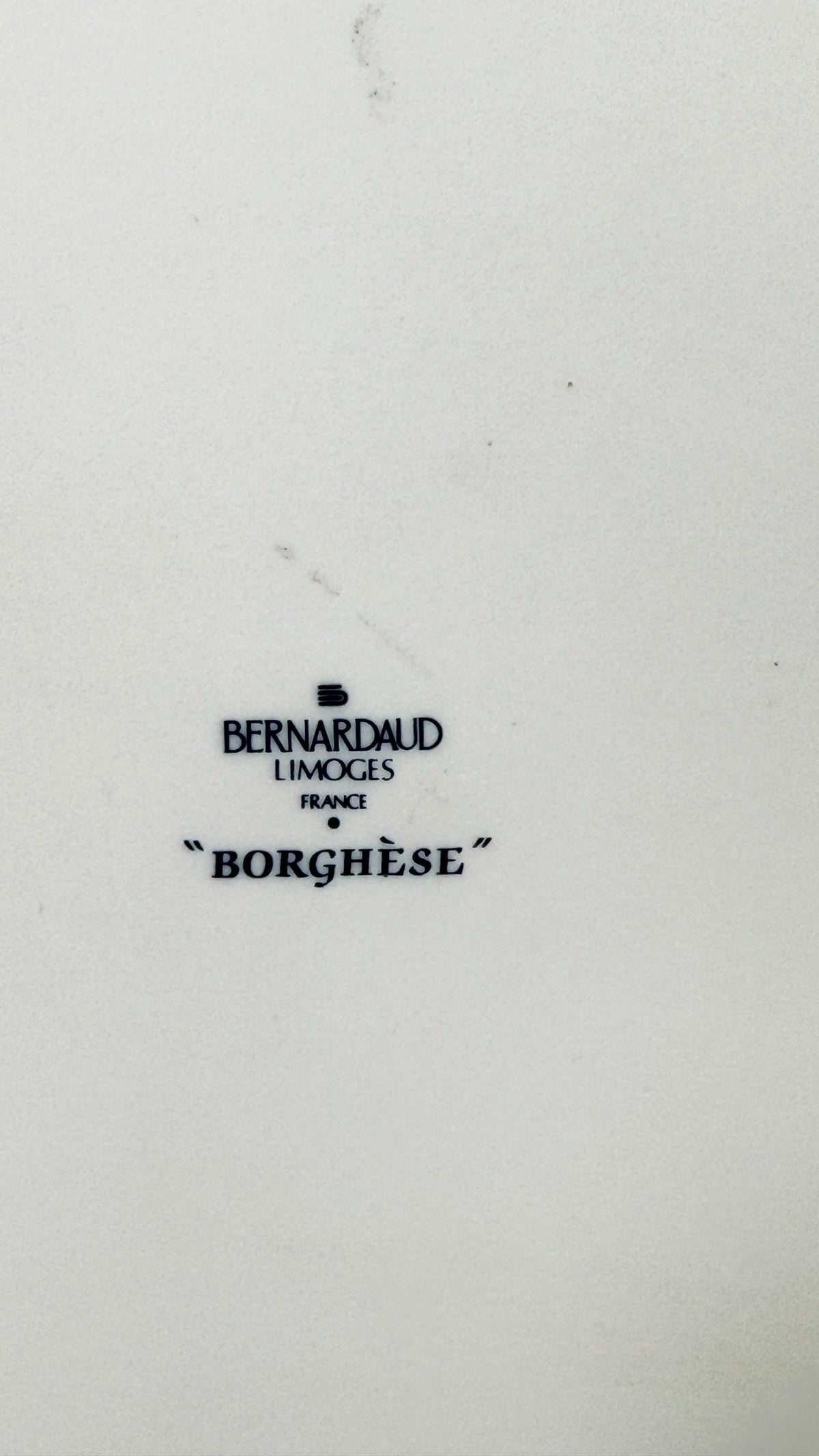 Bernardaud Limoges – Plat à tarte modèle Borghèse jaune, fruits et ruban bleu – 31,5 cm