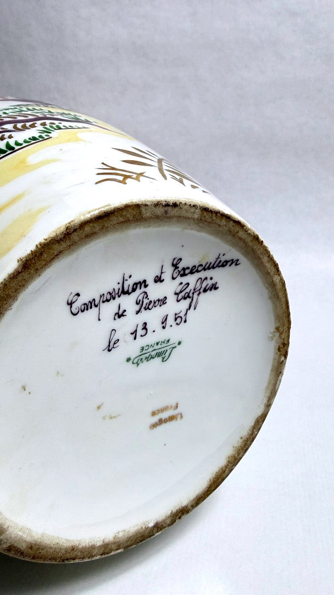 Limoges, grand vase en porcelaine décoré par Pierre Caffin, 1951 – vue 7
